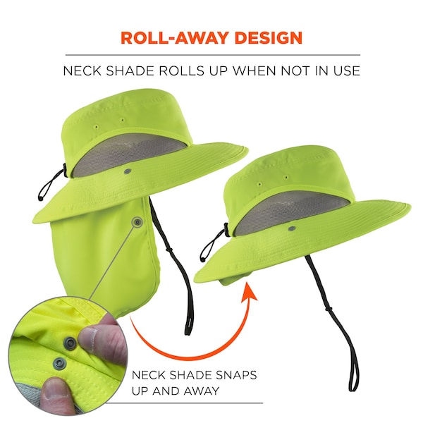 Ergodyne L/XL Lime Ranger Hat - Neck Shade - 8934