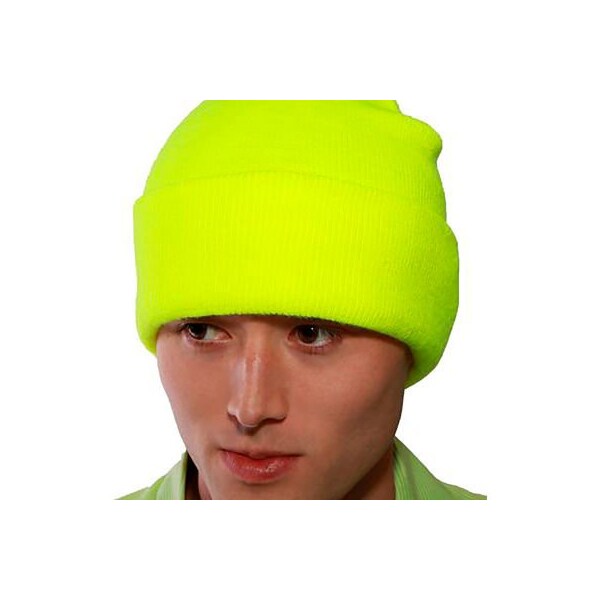 Tingley Job Sight Enhanced Visibility Knit Hat, Polyester, Fluorescent Yellow-Green - H70232.UN