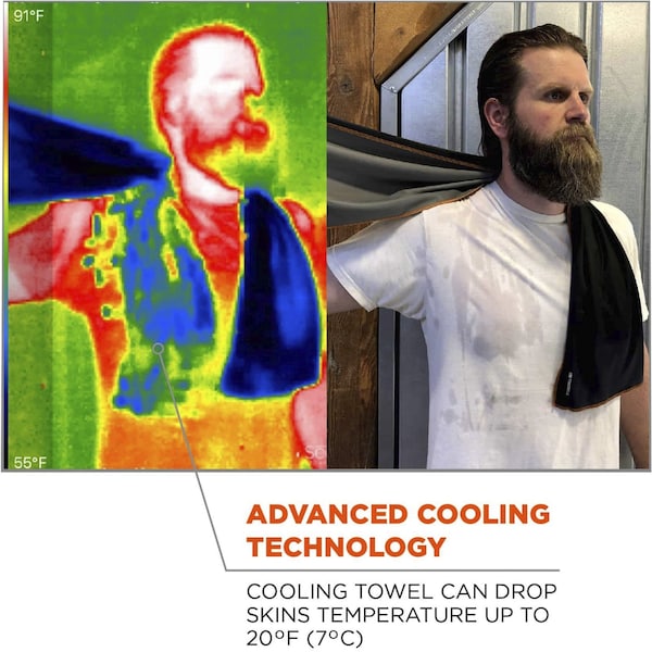 Ergodyne Cooling Towel, Gray, 40-7/8inL x 9-3/4inW - 6602MF