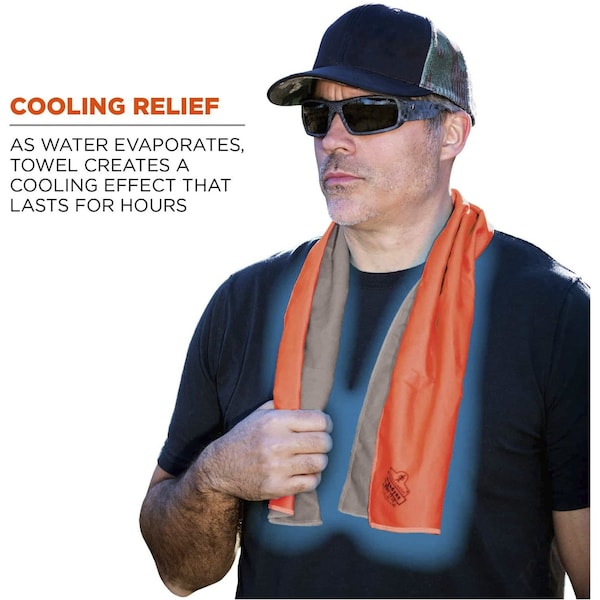 Ergodyne Cooling Towel, Gray, 40-7/8inL x 9-3/4inW - 6602MF