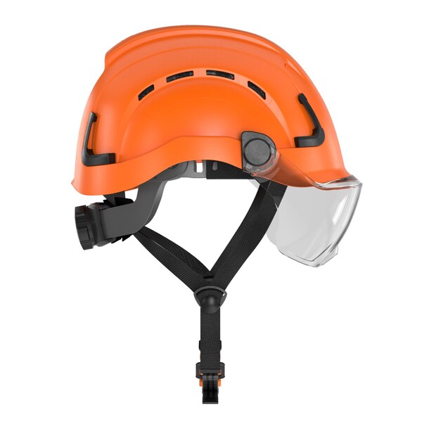 Defender Safety H2-CH Safety Helmet w/ Clear Visor - Type 2 Class C, ANSI Z89 and EN12492 rated, Orange - H2-CH-05V