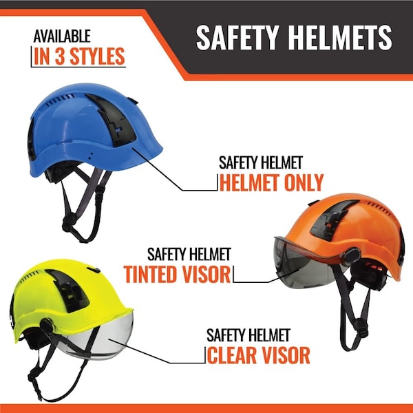 Malta Dynamics SafetyHelmet w/Clear Visor, Polyethylene, Ratchet, Orange, Fits Hat Size One Size Fits Most - HTO1101