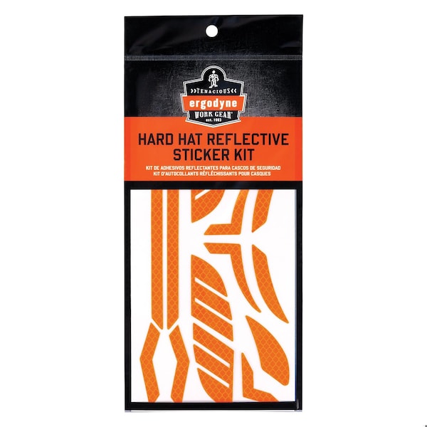 Ergodyne Reflective Hard Hat with Safety Helmet Sticker Kit, Orange - 8961