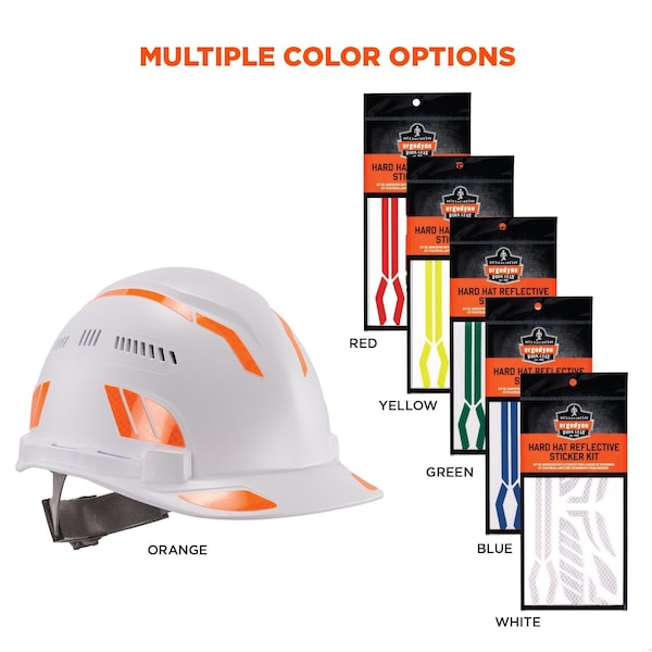 Ergodyne Reflective Hard Hat with Safety Helmet Sticker Kit, Orange - 8961