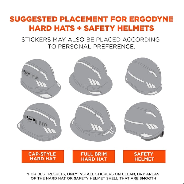 Ergodyne Reflective Hard Hat with Safety Helmet Sticker Kit, Orange - 8961