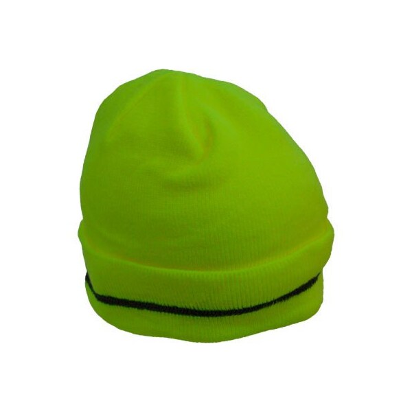 Petra Roc Inc Petra Roc Hi-Visibility Safety Beanie Hat with Reflective Woven Stripe, Lime, One Size - LBE-S1