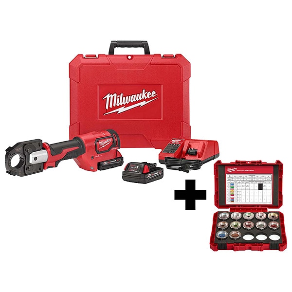 Milwaukee Tool Battery Operated Crimping Tool Kit, 18.0V - 2679-22, 49-16-KITA