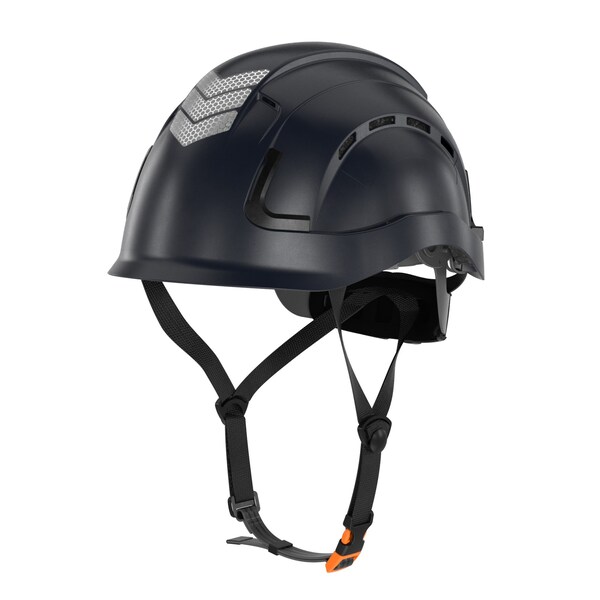 Defender Safety H2-CH Safety Helmet w/ HiViz Kit - Type 2 Class C, ANSI Z89 and EN12492 rated, Black - H2-CH-06-HV