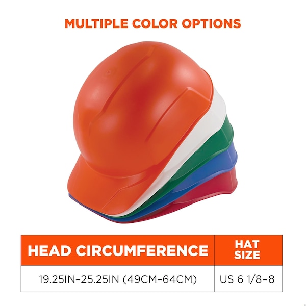 Ergodyne Bump Cap, Short Brim, Polyethylene, Ratchet Suspension, Orange - 8952