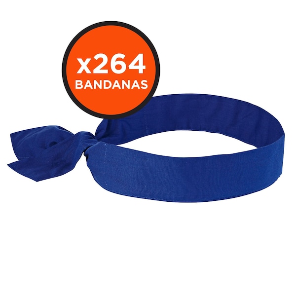 Ergodyne 6700 Blue Cooling Bandana Headband - Polymer - Tie, 264PK - 6700-BULK