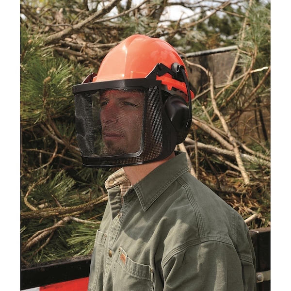 Delta Plus ELVEX Proguard Woodsman's Helmet with Nylon Mesh Visor - CU-60R