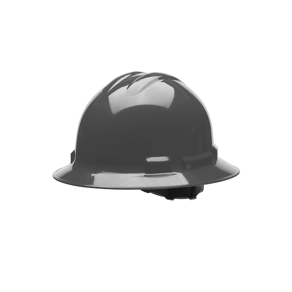Duo Safety Hard Hat, Ratchet, 4 Point, Gray Full Brim - H34R10