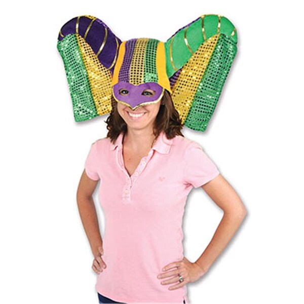 Goldengifts Masked Mardi Gras Hat With Sequined Drape, 6PK - GO2482865