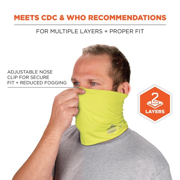 Ergodyne Neck Gaiter 6489, 2 Layer Cooling, Hi-Vis Lime, 2XL/3XL - 42151