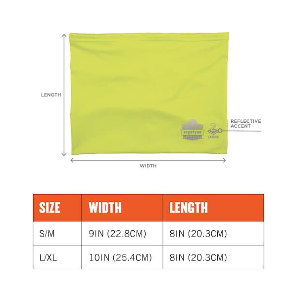 Ergodyne Neck Gaiter 6489, 2 Layer Cooling, Hi-Vis Lime, 2XL/3XL - 42151