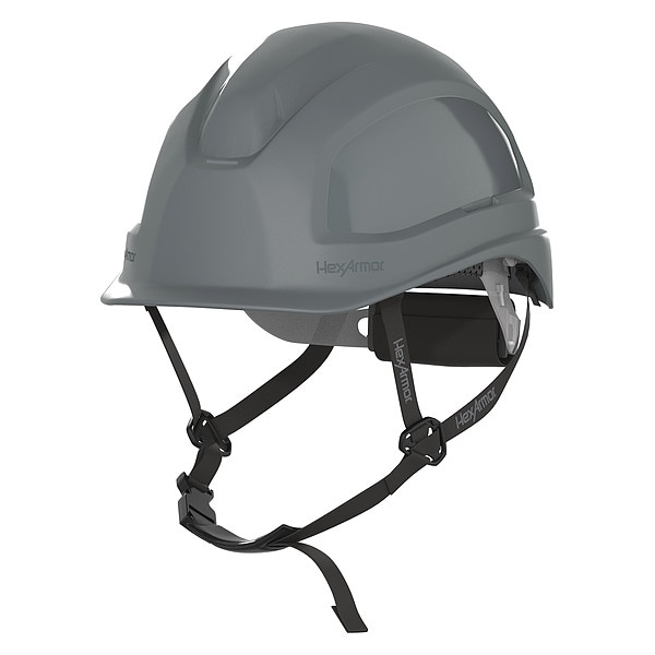 Hexarmor Hard Hat, Ceros, Polyethylene, 6 Point Ratchet, Type 1, Class E, Gray - 16-15006