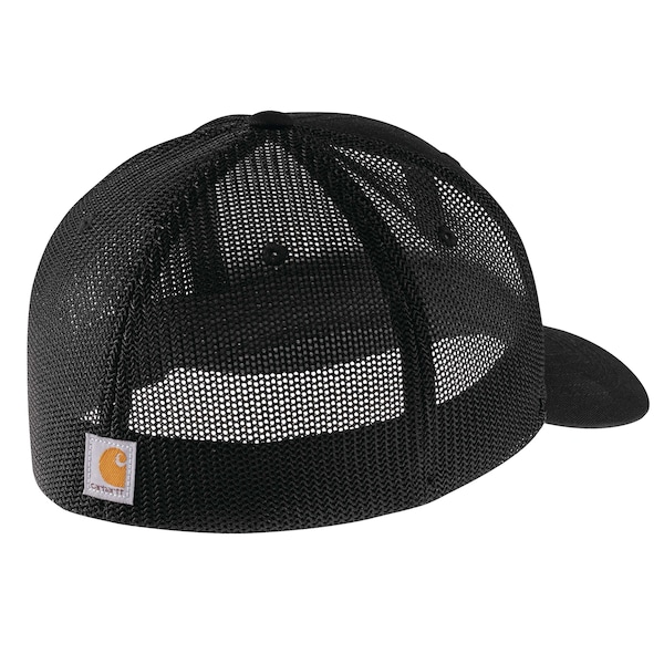 Carhartt Rugged Flex Fitted Canvas Mesh-Back Logo Graphic Cap, Black, LXL,  - 105353-N04LXL