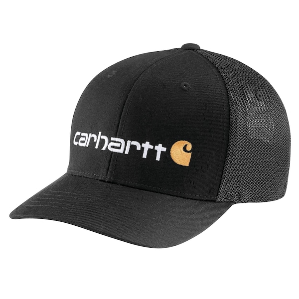 Carhartt Rugged Flex Fitted Canvas Mesh-Back Logo Graphic Cap, Black, LXL,  - 105353-N04LXL