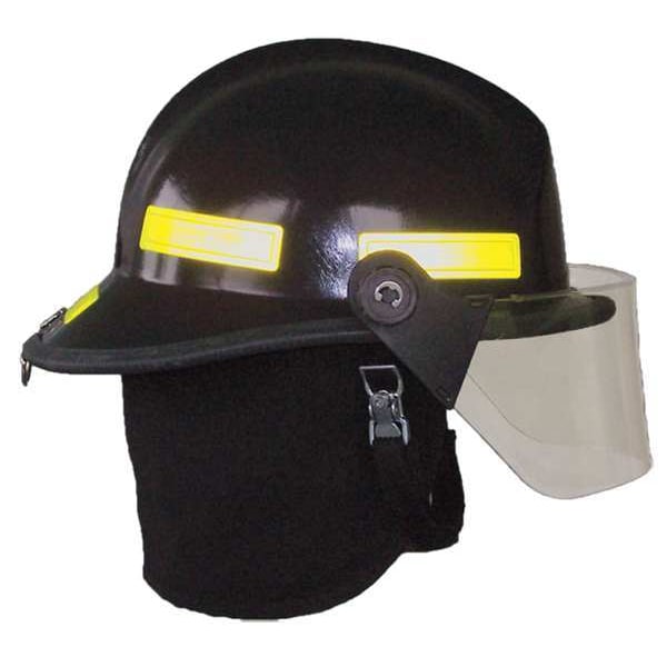 Fire-Dex Fire Helmet, Fiberglass, 6 pt Ratchet, Black, Fits Hat Size One Size Fits Most , Modern - 911H714