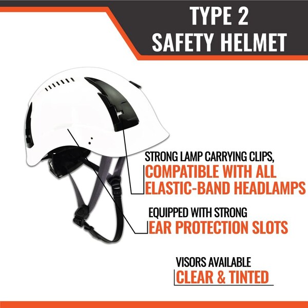 Malta Dynamics Safety Helmet, Acrylonitrile Butadiene Styrene (ABS), Ratchet, White - HTW2000