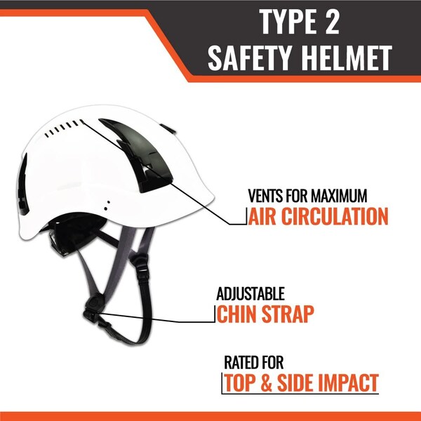 Malta Dynamics Safety Helmet, Acrylonitrile Butadiene Styrene (ABS), Ratchet, White - HTW2000