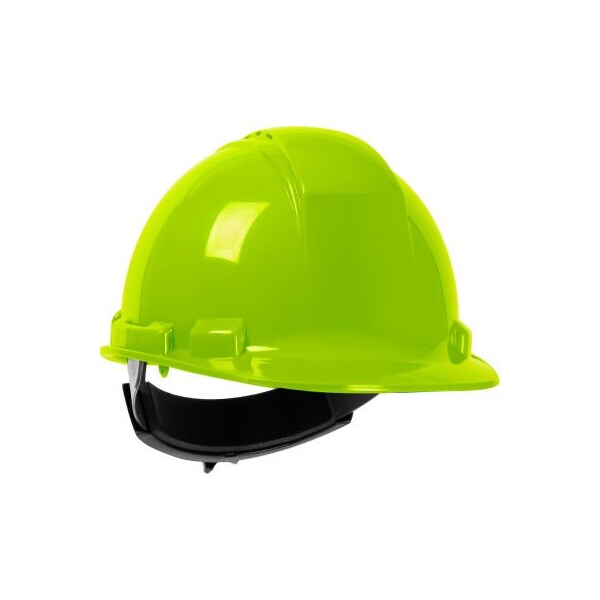 Pip Whistler Cap Style Hard Hat HDPE Shell, Vented 4-Pt Textile Suspension, Ratchet Adj., Hi-Vis Yellow - 280-HP241RV-44