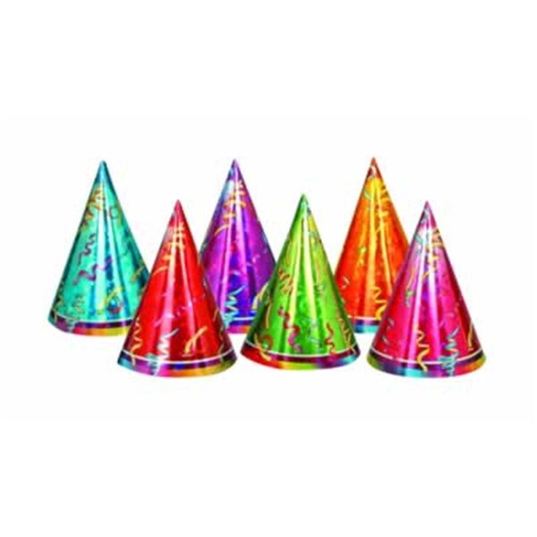 Goldengifts Prismatic Party Hats - Assorted Colors - Medium Head Size with Elastics - GO2811896
