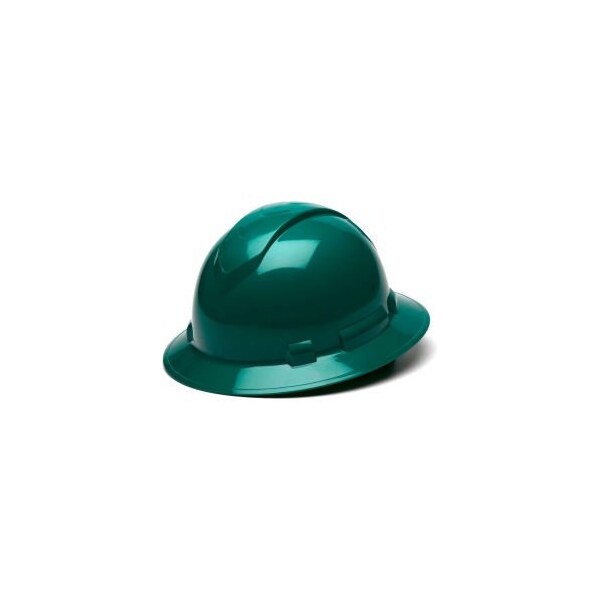 Pyramex Ridgeline Full Brim Hard Hat, Green, Full Brim 4-Point Ratchet Suspension - HP54135