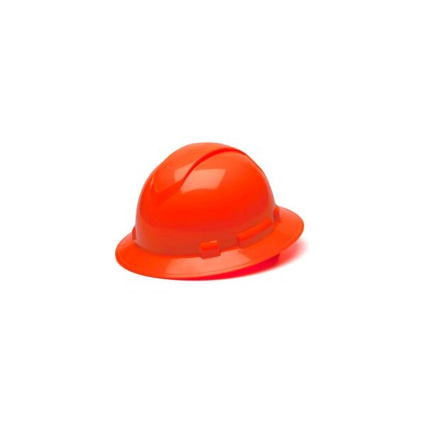 Pyramex Ridgeline Full Brim Hard Hat, Hi-Vis Orange, Full Brim 4-Point Ratchet Suspension - HP54141