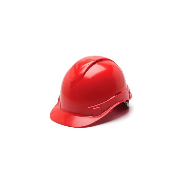 Pyramex Ridgeline Vented Cap Style Hard Hat, Red, 4-Point Ratchet Suspension - HP44120V