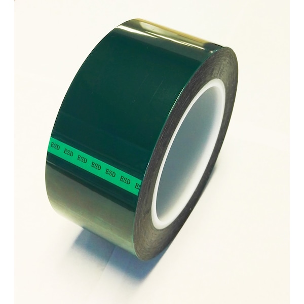 Cinta de poliéster antiestática ESD de Bertech, 75 mm x 72 yardas de largo, verde - ESDGPT-75mm