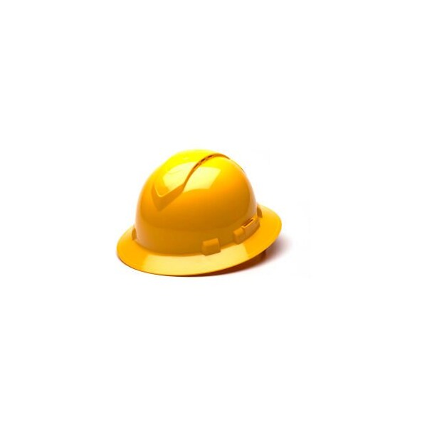 Pyramex Ridgeline Vented Full Brim Hard Hat, Yellow Pattern, 4-Point Ratchet Suspension - HP54130V