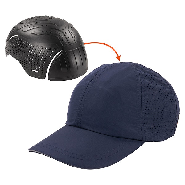 Ergodyne Bump Cap, Baseball, Polyethylene, None Suspension, Fits Hat Size 6 3/4 to 7 3/4 - 8947
