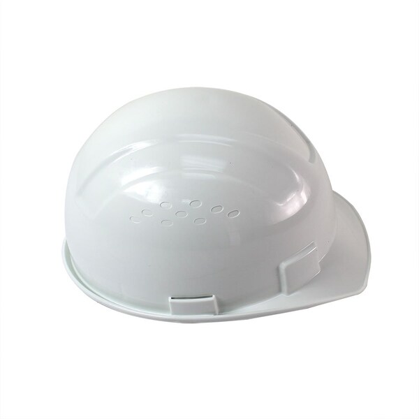 Interstate Safety Snap Lock 6Pt Ratchet Suspension Front Brim Hard Hat w/Cap-Mount Ear Muff Slots, 6-1/2" to 8", White - 40411