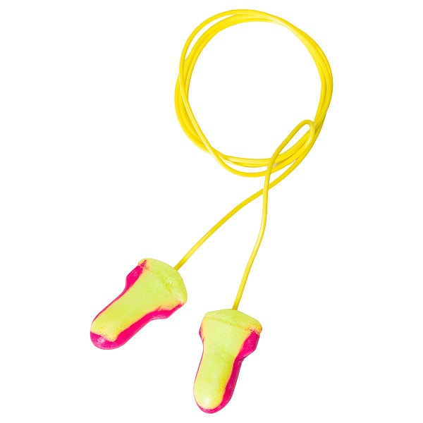 Honeywell Howard Leight Laser Lite Disposable Corded Earplugs, Foam, Contoured-T Shape, NRR 32 dB, Magenta/Yellow, 100 Pairs - LL-30
