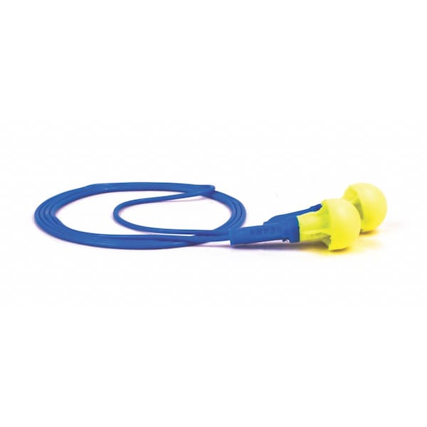 3M E-A-R Push-Ins Disposable Corded Ear Plugs, Pod Shape, 28 dB, Blue/Yellow, 100 Pairs - 318-1001