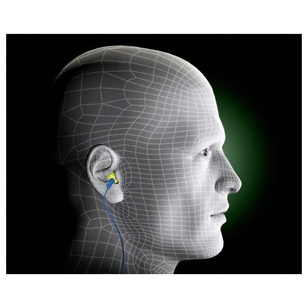 3M E-A-R Push-Ins Disposable Corded Ear Plugs, Pod Shape, 28 dB, Blue/Yellow, 100 Pairs - 318-1001