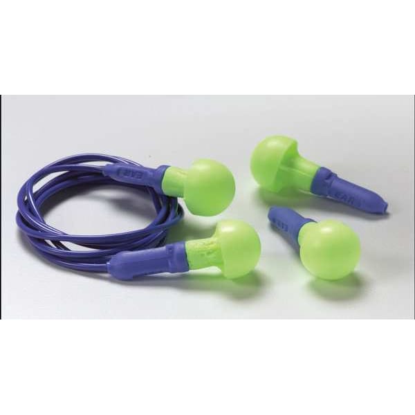 3M E-A-R Push-Ins Disposable Corded Ear Plugs, Pod Shape, 28 dB, Blue/Yellow, 100 Pairs - 318-1001