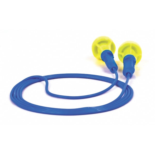 3M E-A-R Push-Ins Disposable Corded Ear Plugs, Pod Shape, 28 dB, Blue/Yellow, 100 Pairs - 318-1001
