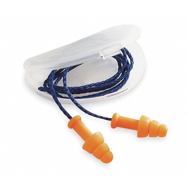 Honeywell Howard Leight SmartFit Reusable Corded Ear Plugs, Flanged Shape, NRR 25 dB, Orange, 100 Pairs - SMF-30