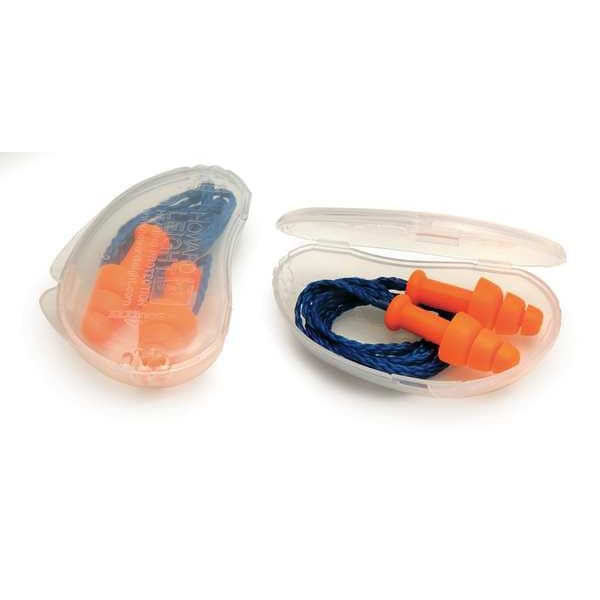 Honeywell Howard Leight SmartFit Reusable Corded Ear Plugs, Flanged Shape, NRR 25 dB, Orange, 100 Pairs - SMF-30