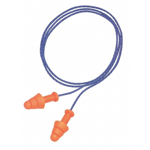 Honeywell Howard Leight SmartFit Reusable Corded Ear Plugs, Flanged Shape, NRR 25 dB, Orange, 100 Pairs - SMF-30