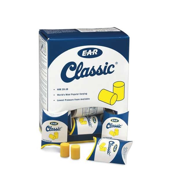 3M E-A-R E-A-R Classic Disposable Foam Ear Plugs, Cylinder Shape, 29 dB, Yellow, 30 PK - 310-1060
