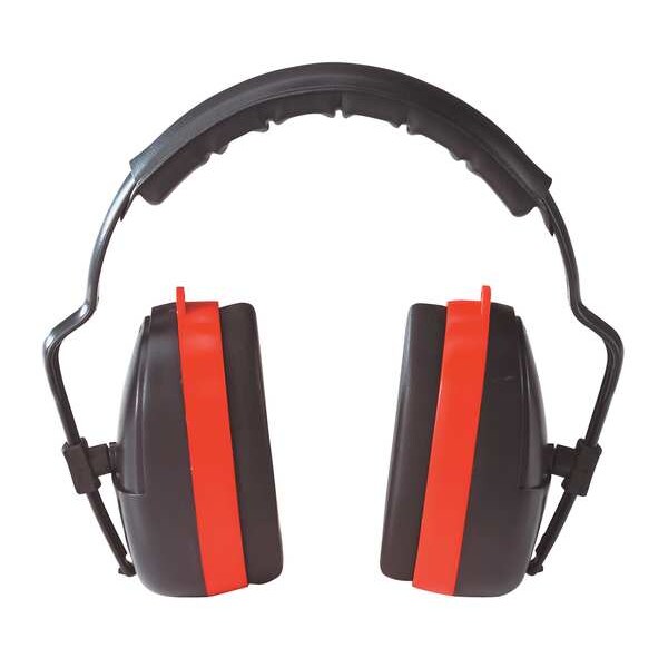 Delta Plus MaxiMuff Multi-Position Ear Muffs, Foldable, Dielectric, Passive Protection, NRR 28 dB, Black/Red - HB-35
