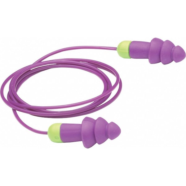 Moldex Rockets Reusable Corded Ear Plugs, Flanged Shape, NRR 27 dB, Carrying Case, Purple, M, 50 Pairs - 6405