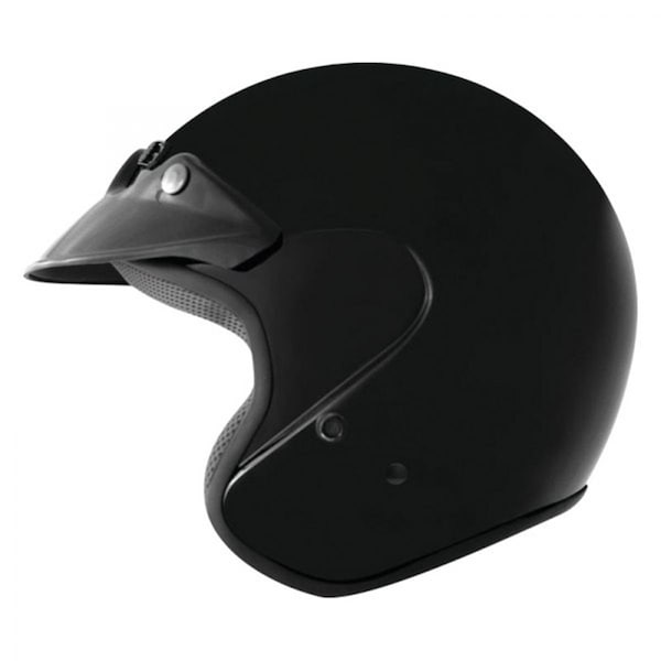 T-381 Open Face Motorcycle Youth Helmet , Black - Large - 646256