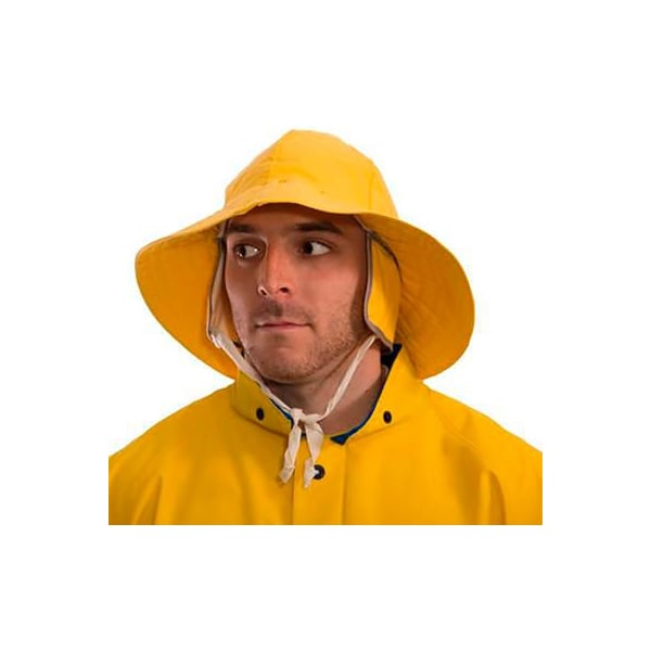Tingley Industrial Work Yellow Lined Rain Hat, Waterproof, .35mm PVC on Polyester, Medium - H53237.LG