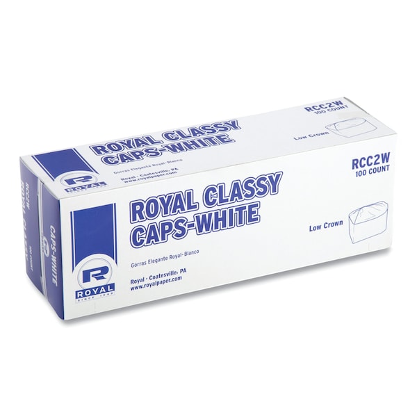 Amercareroyal Classy Cap, Crepe Paper, White, Adjustable, One Size, PK1000 - RPP RCC2W
