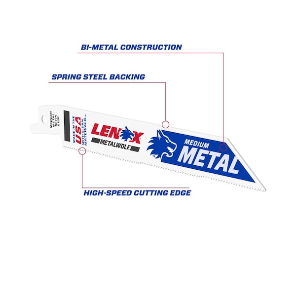 Irwin LENOX METALWOLF 6 in. Bi-Metal WAVE EDGE Reciprocating Saw Blade 18 TPI 1 pk - 20567S618R