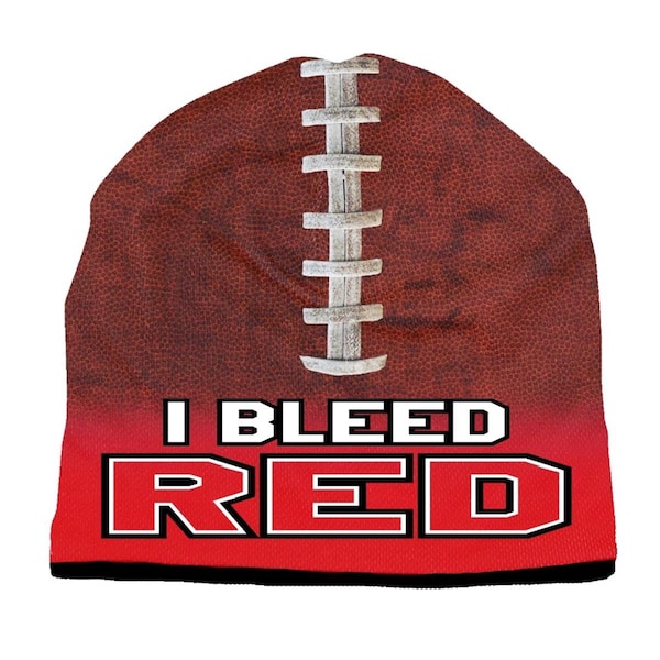 American Mills Beanie I Bleed Style Sublimated Football Red Design - 1122702523